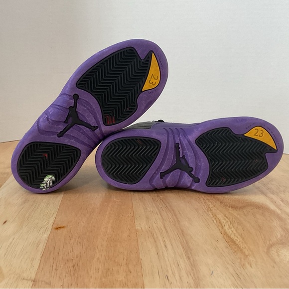 Nike Air Jordan 12 Retro Shoes Youth Kid Black Purple Girl Sneaker Lace Up Sz 13 - Picture 10 of 11